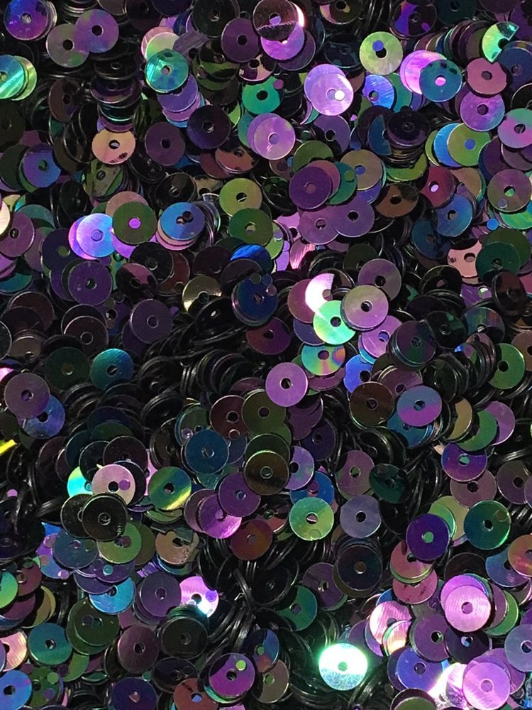 5mm Flat Iridescent Black Bulk Loose Sequins (1/4 Pound)