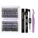 Lash Clusters Kit for Eyelash Extensions: Ultra-light, DIY, Natural, Fluffy, Manga, Wispy, Waterproof, Anime, Manga, Cat Eye, D Curl, 12-16mm Mixed, 30+40D, Wendy Lashes