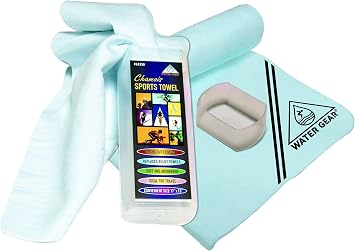 Water Gear Chamois Towel - Fast Absorbing and Great for Drying - Use After a Workout and Diving - for Men and Women - Multi-Use (Aqua)