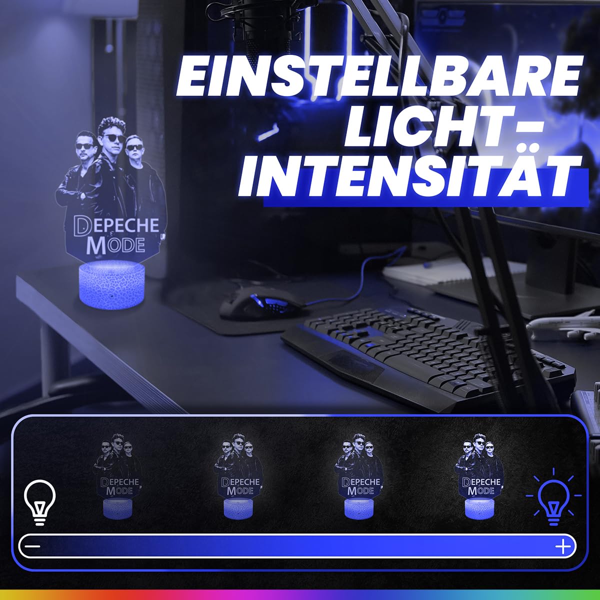 Lampephoto.fr - D. Mode Elektro-Rockgruppe 3D Lampe Taktile Touch Nachtlicht 3d Led Illusion, Geschenkidee zu Weihnachten oder Geburtstag für Männer und Frauen, Dekofürs Schlafzimmer TOP