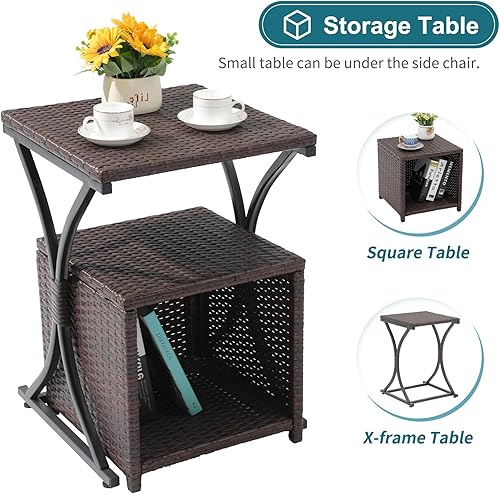 Miniatura 4 de OC Orange-Casual Juego de muebles de mimbre de patio de 6 piezas, silla de ratán para balcón para todo tipo de clima, con otomana que ahorra