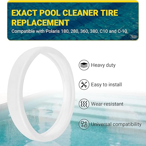 Miniatura 2 de AR-PRO Paquete de 3 neumáticos de repuesto para limpiador de piscina Exact  Compatible con Polaris 180, 280, 360, 380, C10 y C-10  Hecho de goma de
