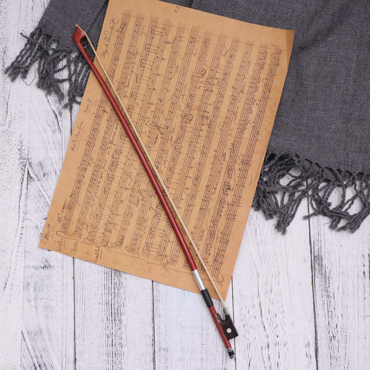 FOMIYES Violin Bow Round Stick 1/4 Type Replacement Horsehair Violin Bow Violin Parts Natural Violin Accessories for Musical String Instrument Parts (brown)