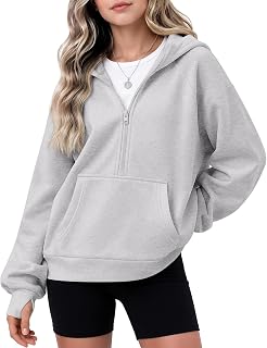 Girls Half Zip Hoodies Size 5-14 Years | Teen Girl Sweatshirt, Kids Long Sleeve Tops with Thumb Holes & Pockets, Casual Fall Trendy Pullover, Back to School Clothes