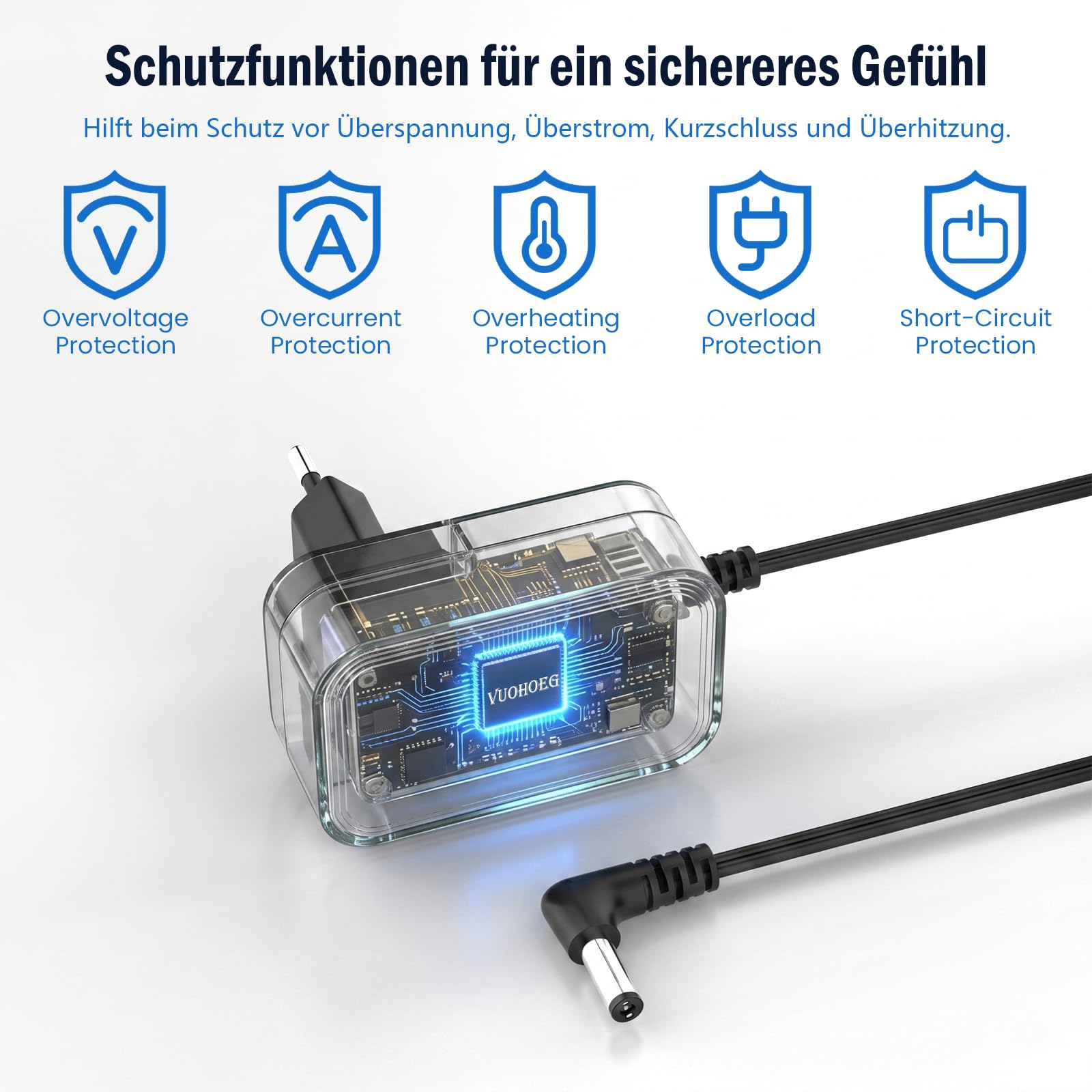 Zasilacz sieciowy 12 V 2 A 24 W z wtyczką drążoną DC 5,5 x 2,1 mm | Do taśm LED, kamer CCTV, DVR NVR, routera WLAN, TV Box