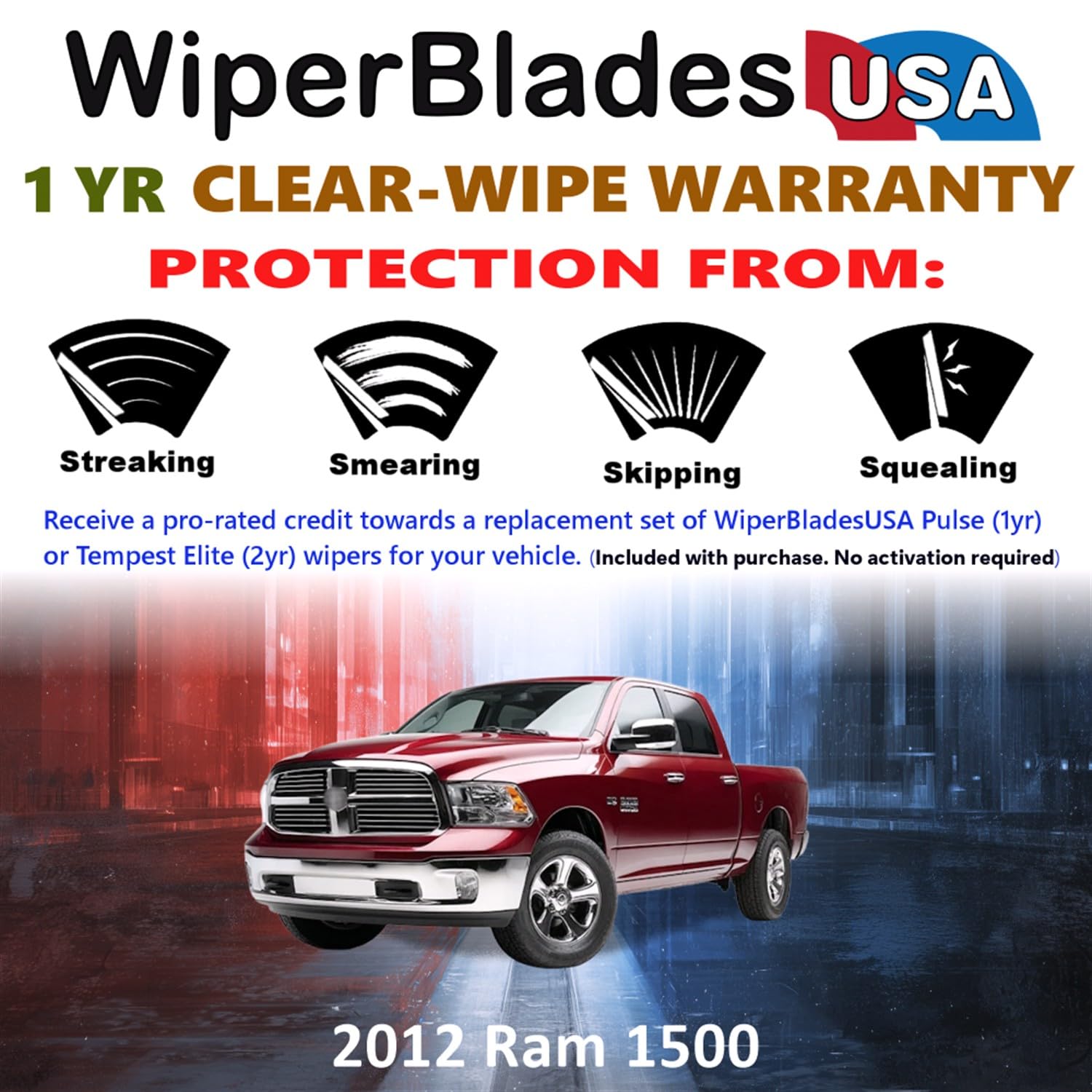 WiperBladesUSA Wiper Blades Set w/ 1yr - Key Features