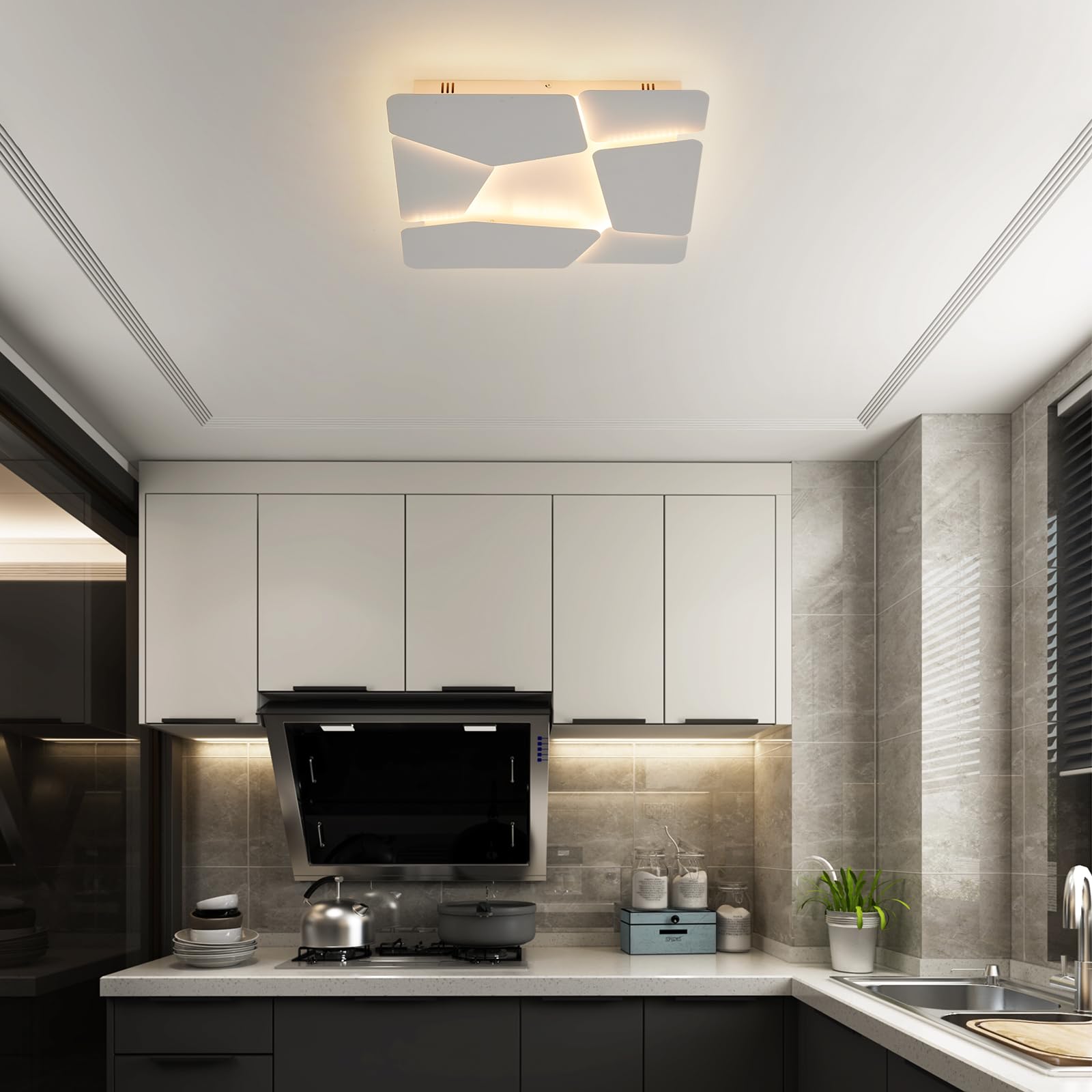 50 Cm Lampadario Camera Da Letto,Dimmerabile Plafoniera A Led Decorazione,Stereoscopico Metallo Lampada Da Soffitto Con Telecomando,Plafoniera Per Camere Da Letto Cucina Corridoio Ufficio,52W
