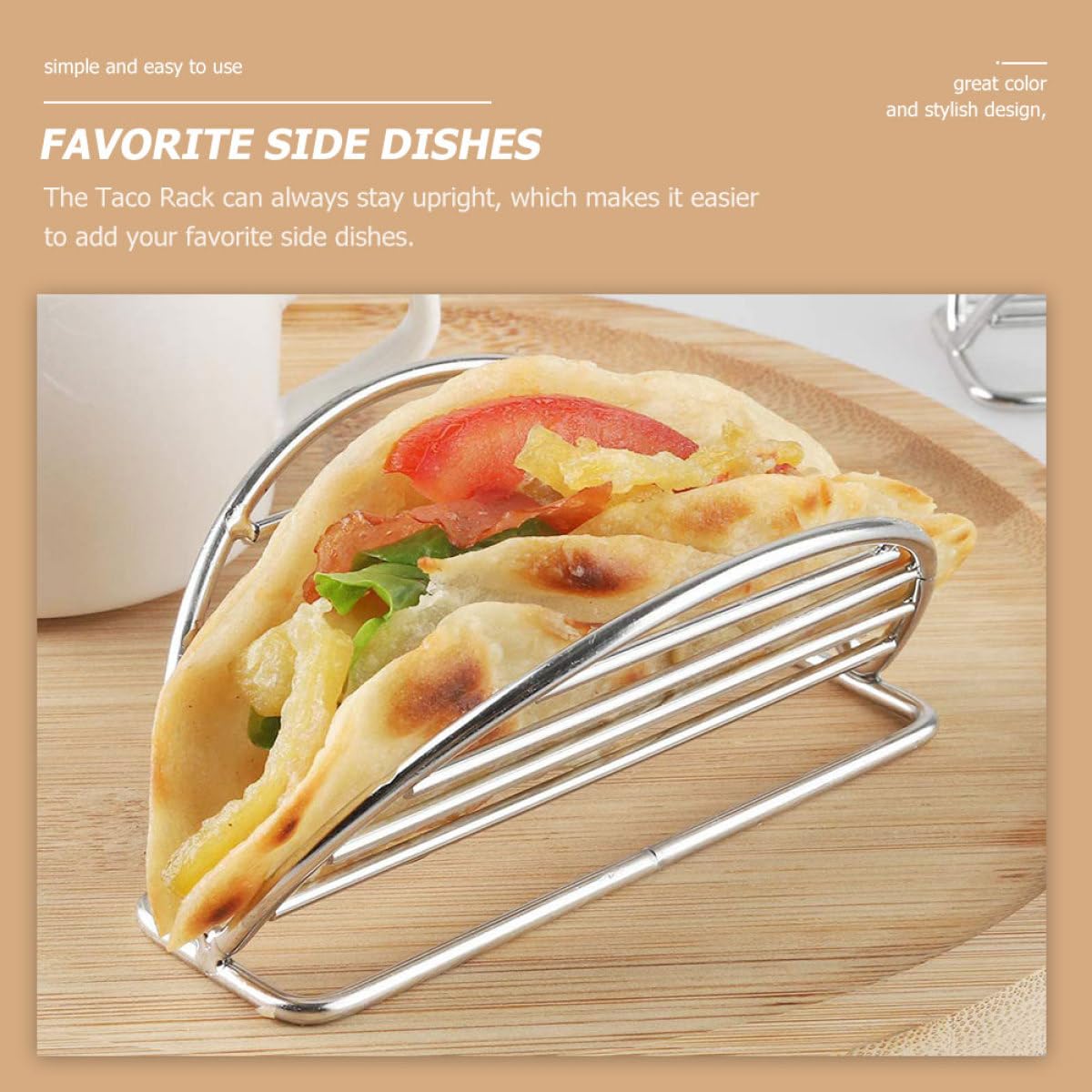 Soporte Piezas de Acero Inoxidable de Taco Tortillas de 3 Paquete Resistente Práctico en Adecuado Tacos y Burritos Uso Casa y Hotel