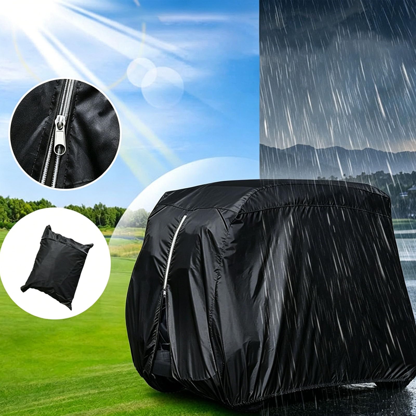 Alomejor Golf Cart Abdeckung 210D Oxford, Klettverschlussgurte für (M)