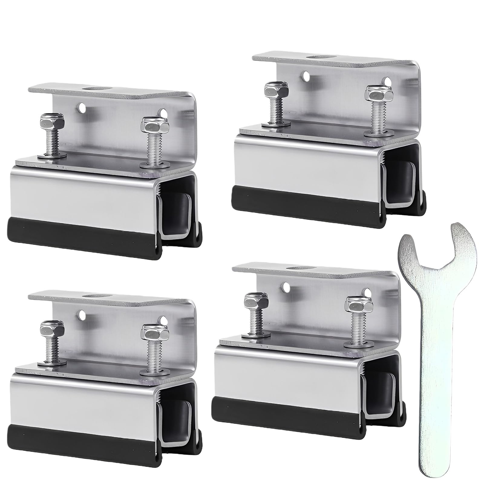 Van Roof Rack Mount Kit,4 pezzi in acciaio inox Van Roof Rack con chiave inglese, portapacchi in acciaio inox, kit di montaggio per barre portatutto per camper e yacht