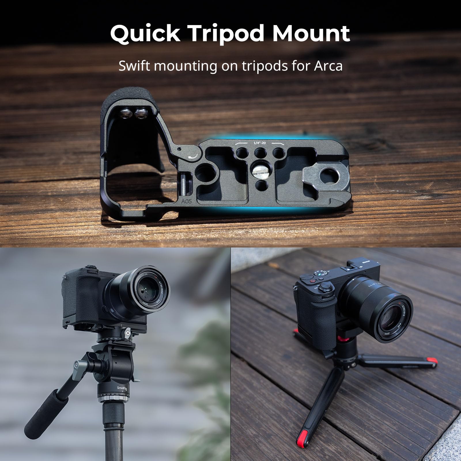 SMALLRIG A6700 HandGrip, Impugnatura a L in Silicone Fotocamera per Sony Alpha 6700, Piastra a Sgancio Rapido Integrata per Arca-Swiss - 5061