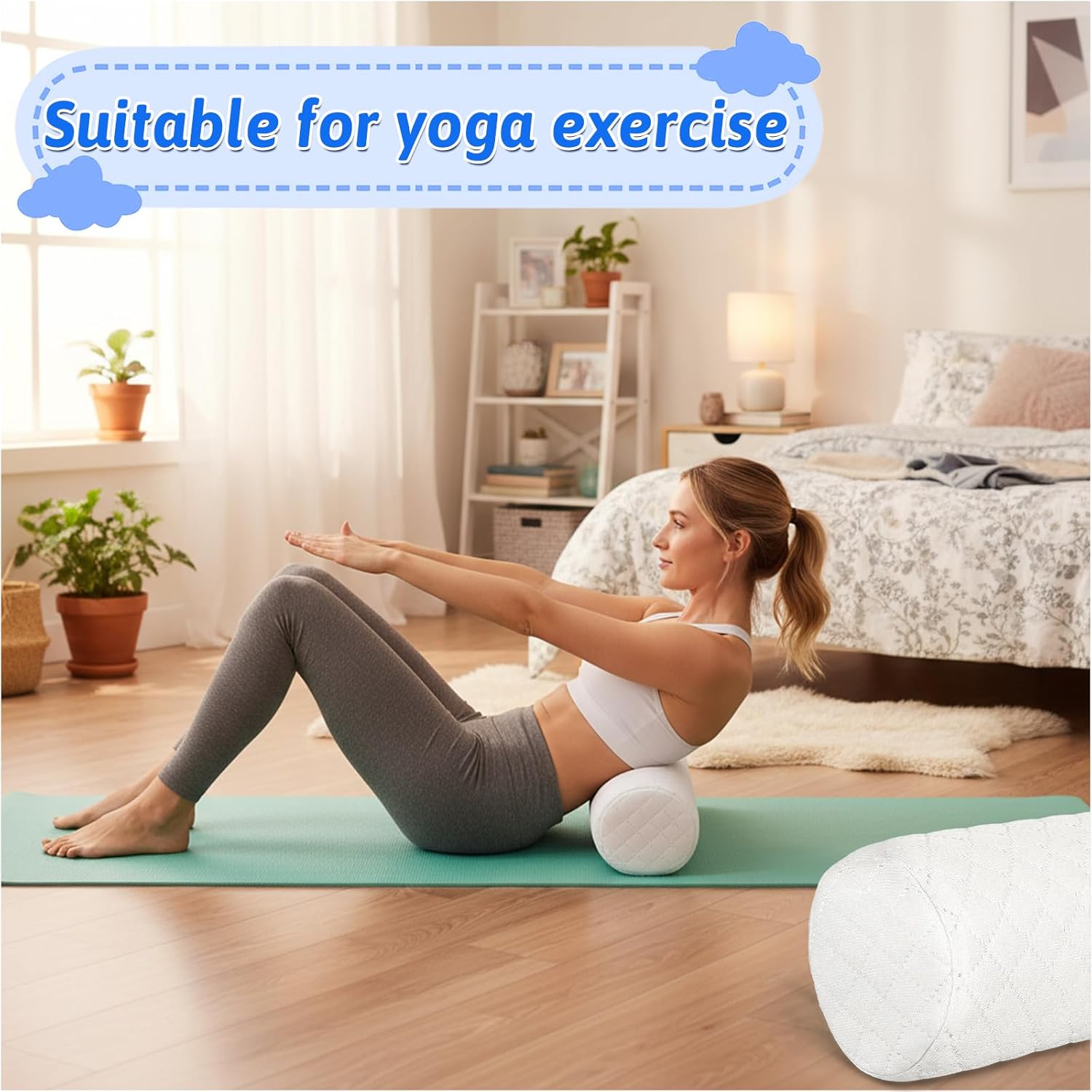 2PCS 3.1" H Small Cervical Roll Pillow Round Neck Support Memory Foam Pillow Soft Ergonomic Cylinder Bolster for Bed Improved Sleeping Legs Back Yoga Tension Muscle Relief - Image 5