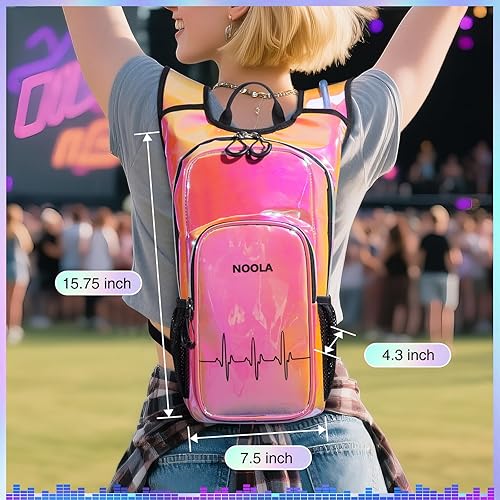Miniatura 3 de NOOLA Mochila de hidratación rave, mochila de agua con vejiga de agua de 2 L, accesorios esenciales para festivales para mujeres y hombres