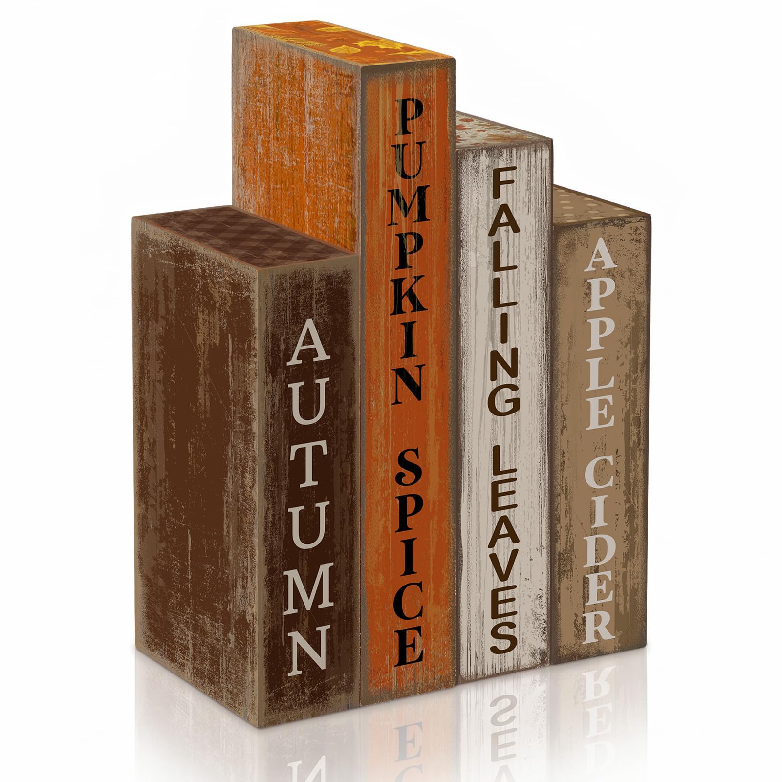 Lineshading 4-Piece Fall Wooden Book Signs