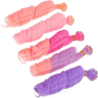 HOMSFOU 5piezas Extensiones De Cabello De Muñeca DIY Fibra Alta Temperatura Colores Resistente Fácil De Usar