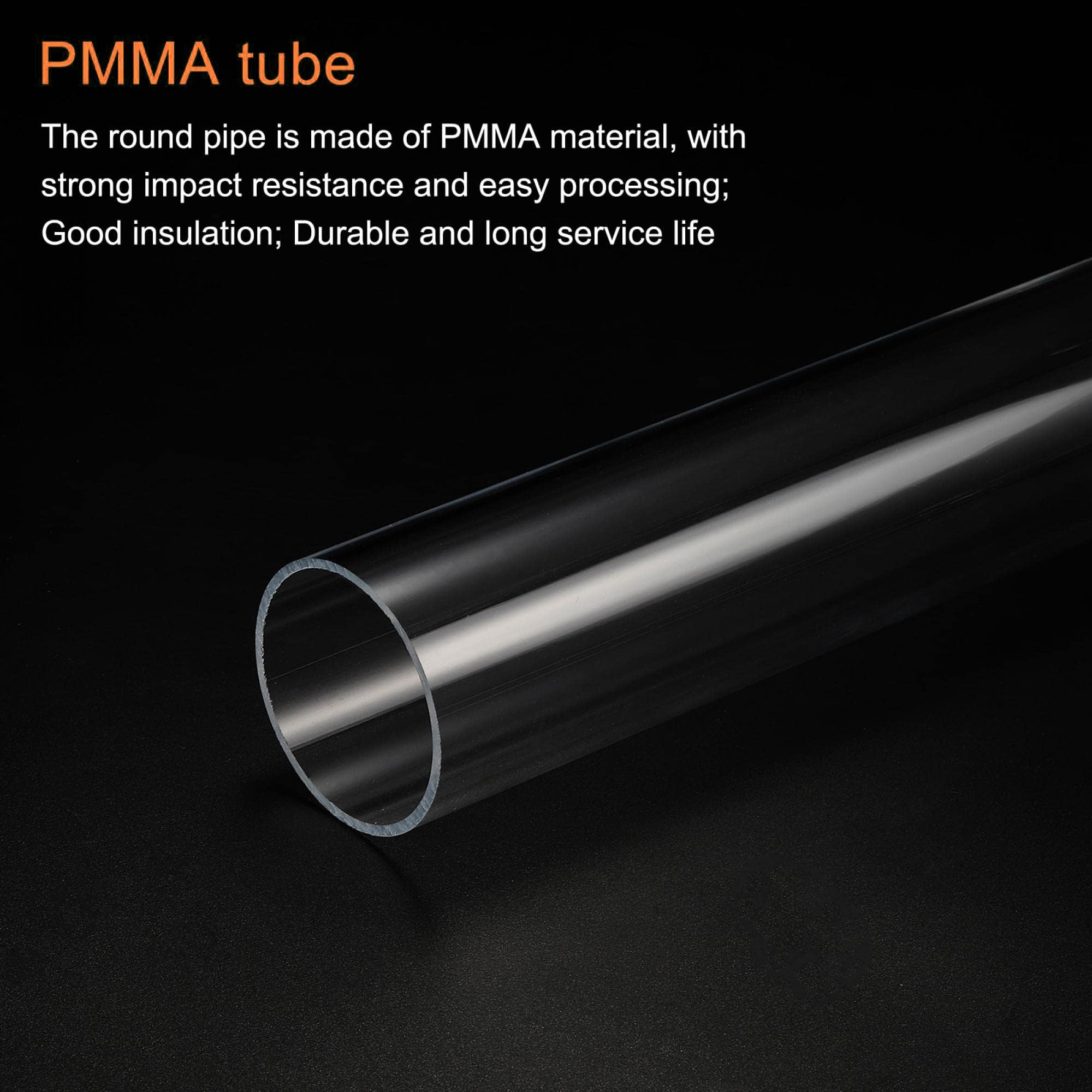 Unifizz Tube Acrylique Transparent Tuyau en Plastique Rond Rigide 61mm DI 65mm DE 25cm pour Éclairage, Modèles, Plomberie, Artisanat