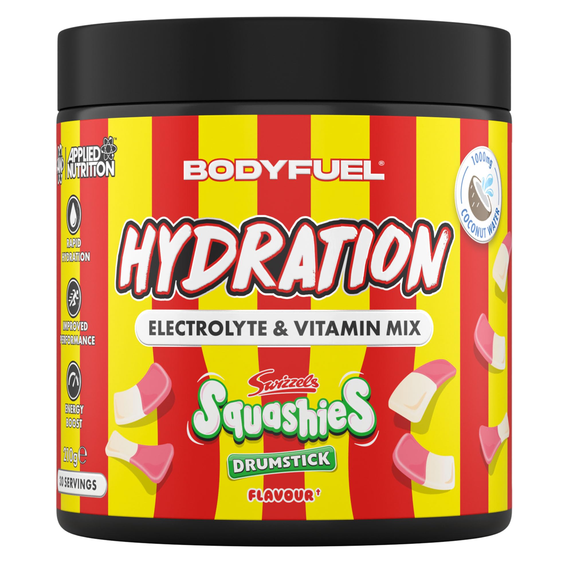 BodyFuel Hydration Electrolyte & Vitamin Powder - Natural Energy & Reduces Tiredness & Optimise Hydration (210g - 30 Servings)(Squashies Drumstick)
