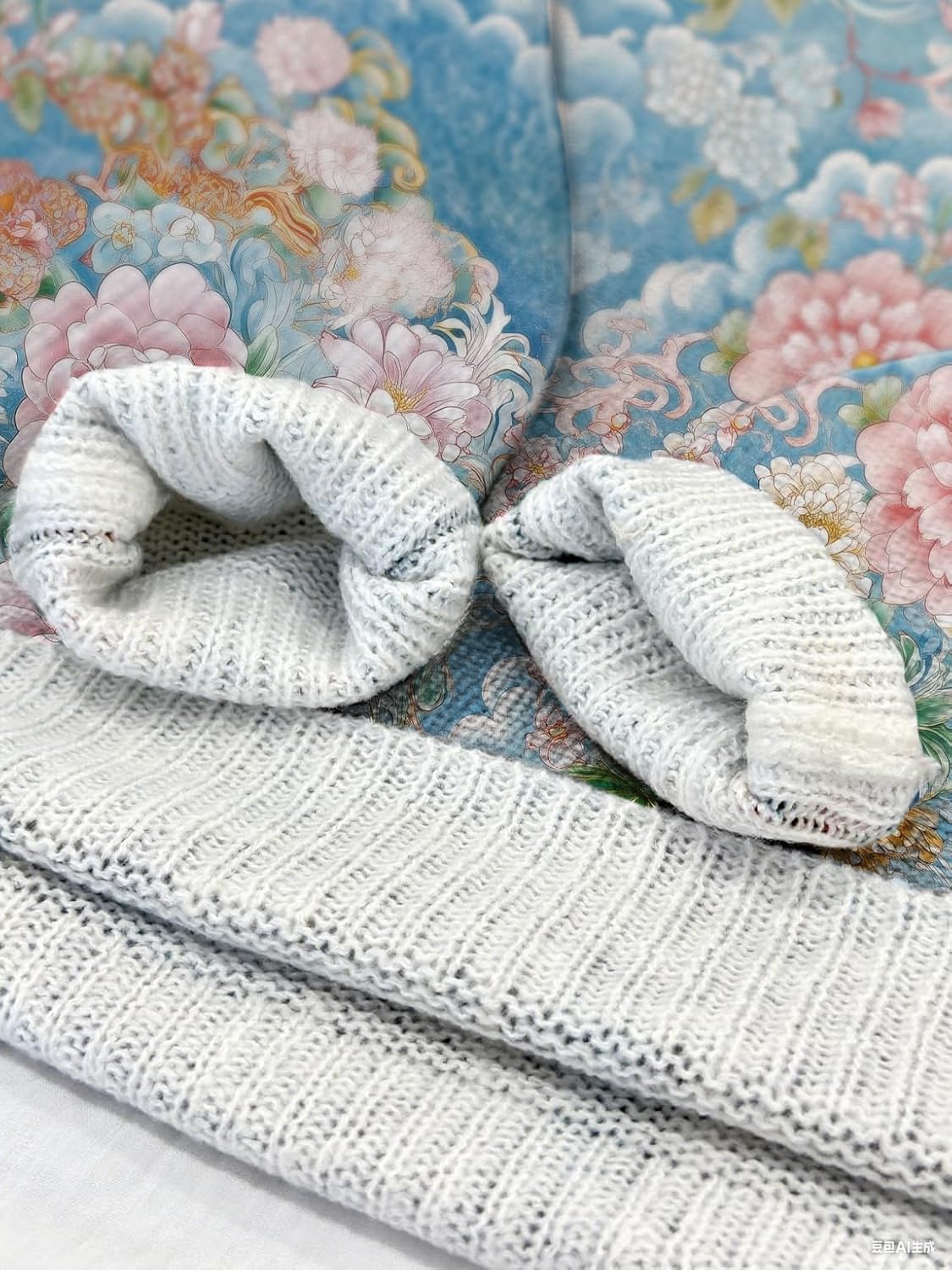 Womens Floral Turtleneck Sweaters Vintage Casual Fall Knit Jumper Tops Comfy High Neck Long Sleeve Pullover Sweater - Image 6