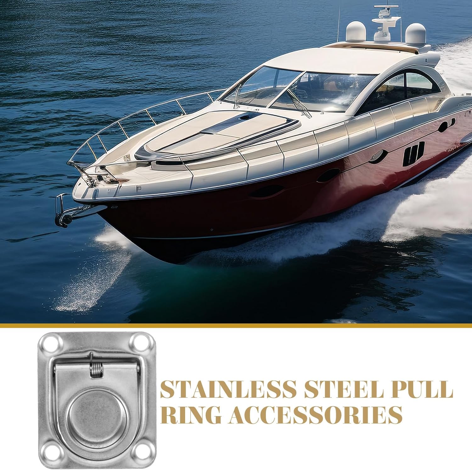 Kayak Deck Handle and Boat Hatch Pull Stainless Steel 38x44mm Marine Hardware Ring Pull Professional Door Fixing Handle for Sailing and Boating