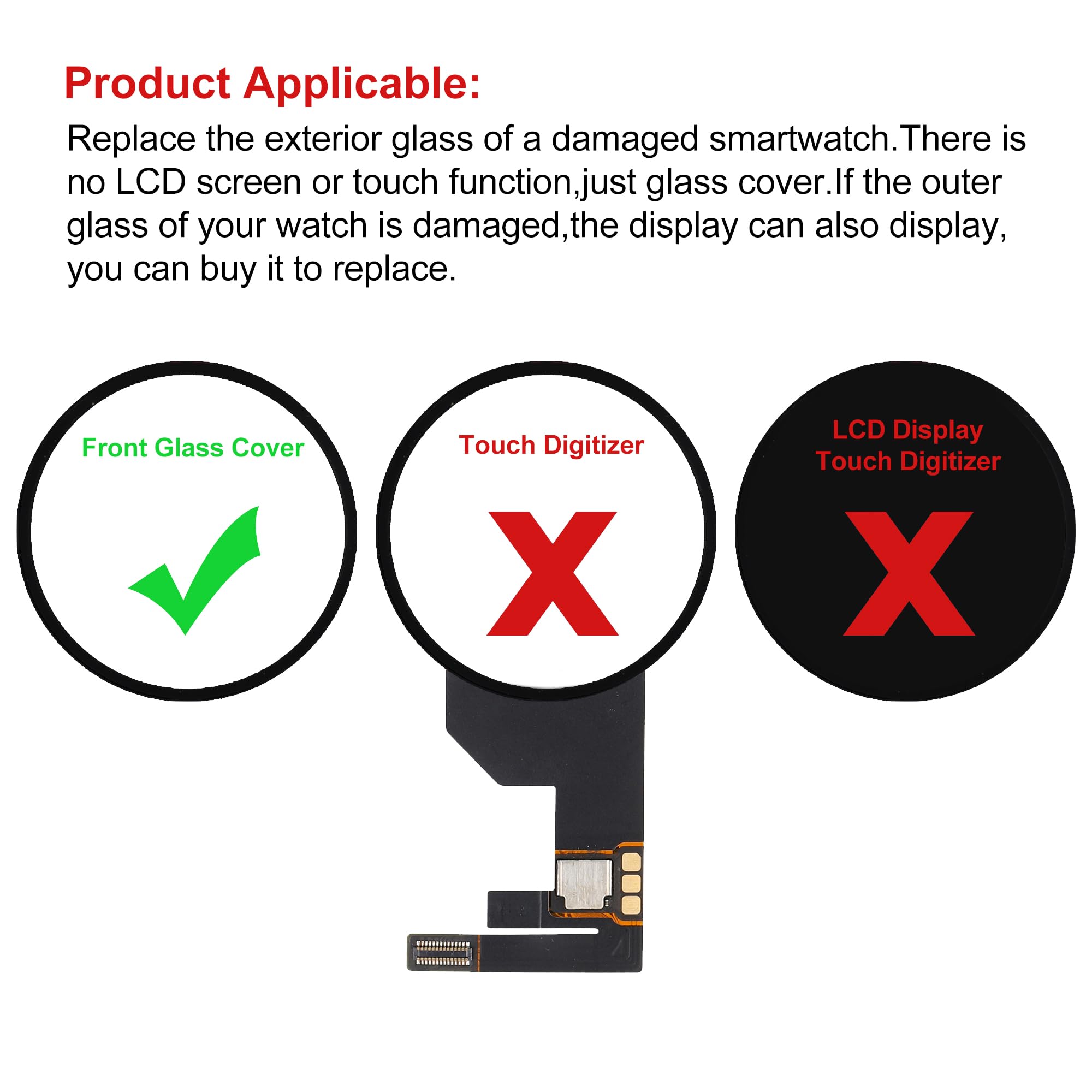 Lente di ricambio per schermo anteriore in vetro, compatibile con Samsung Galaxy Watch Ultra 47 mm SM-L705F SM-L705N SM-L705U con strumenti (senza display e digitalizzatore touch)