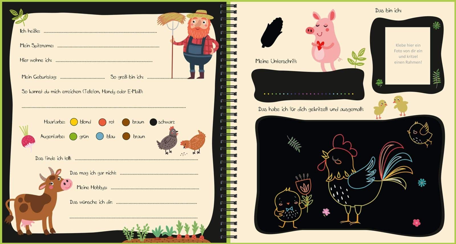 Mein Kritzkratz-Freundebuch mit Ausmalbildern: Freundebuch mit Kritzkratz-Flächen zum kreativen Gestalten für Kinder ab 5 Jahren