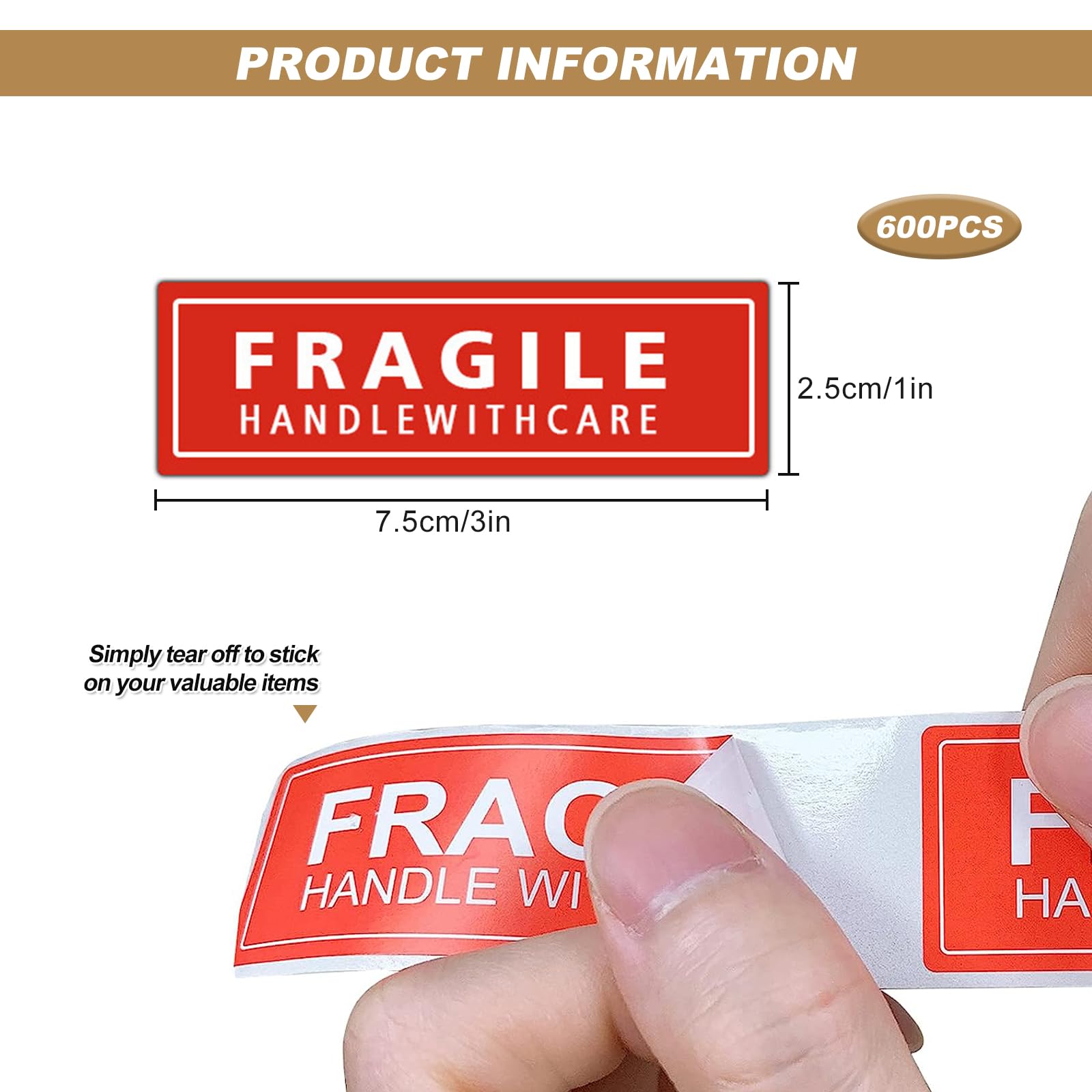Rotolo Adesivo Fragile 500 Etichette, Manico Di San Marino