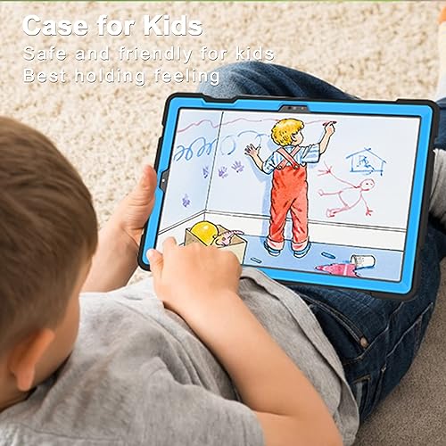 Miniatura 6 de Rantice Funda para Galaxy Tab A8 con soporte, híbrida a prueba de golpes para tablet Samsung A8, 10.5 pulgadas (SM-X200X205X207), negro y azul