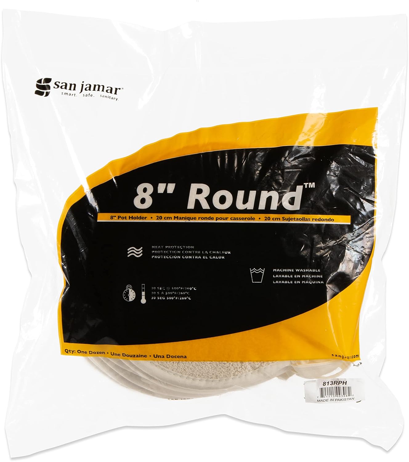 San Jamar Cotton Terry Cloth Round Potholders, 8 Inches, Tan, (Pack of 12), Medium