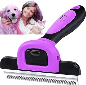 Deshedding Tool for Dogs and Cats-Reduces Shedding by Up to 95% in Less Than 10 Minutes best Choice for Grooming and Deshedding Your Lovely Pets. Dog Cat Horse Rabbit Brush PURPLE, L
