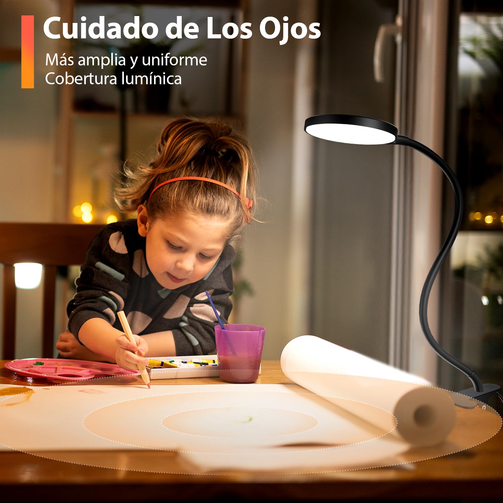 iFalarila 97 LED Lámpara de Escritorio con Pinza, Más Reciente Lámpara de Pinza con Mando a Distancia [Temporizador de 1 Hora] Bloqueo de Azul Luz Lectura pare Estudio Trabajo Leer(Adaptador Incluido)