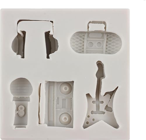 Miniatura 6 de MYPRACS Molde de silicona para notas musicales para fondant, para guitarra, saxofón, radio, caramelo, para decoración de tartas de azúcar,