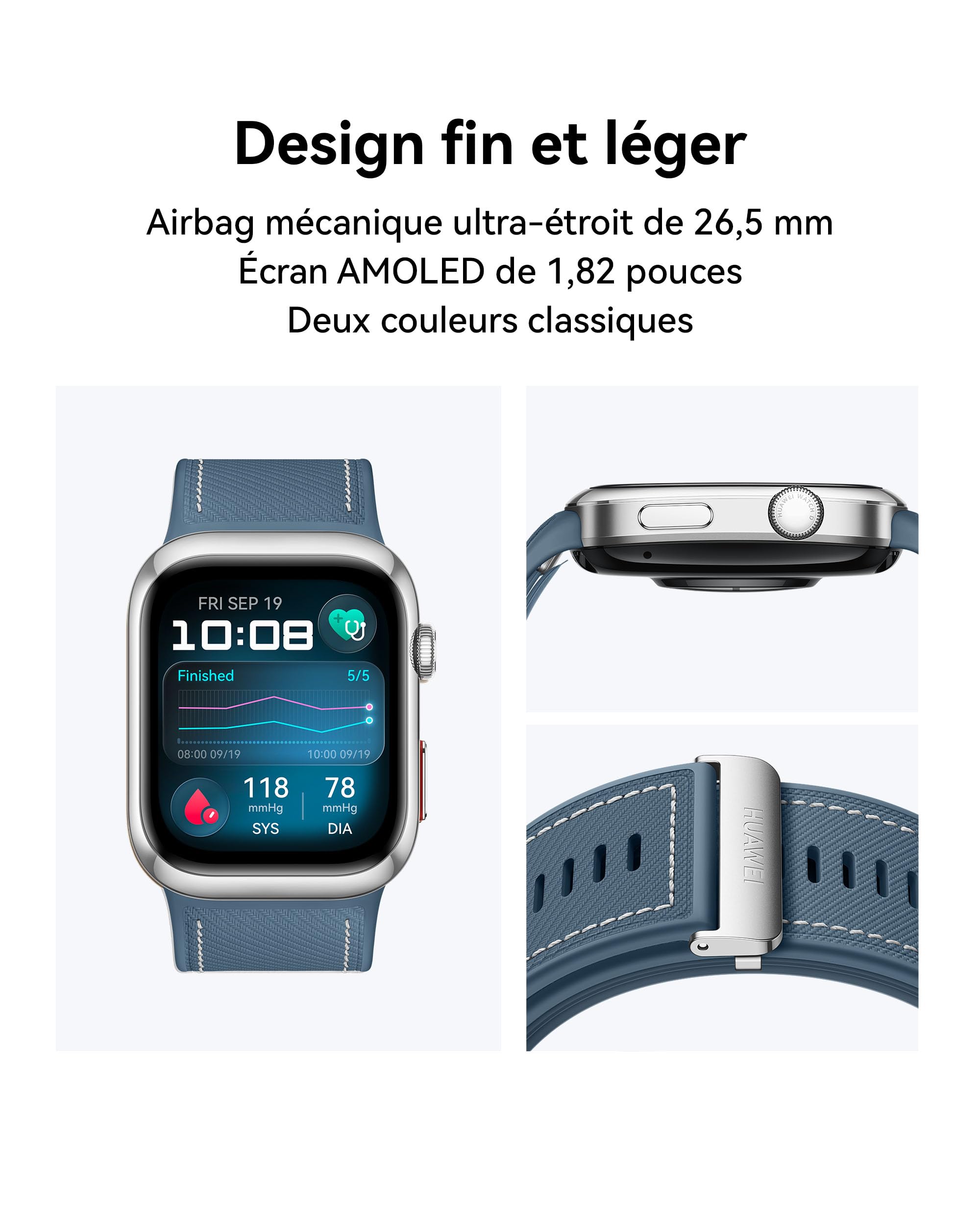 HUAWEI Watch D2, Montre Connectée, Analyse ECG, SpO2, iOS & Android, Noir | Mesure ambulatoire de la Pression artérielle, Surveillez fréquence Cardiaque, fréquence respiratoire, Design Fin et léger