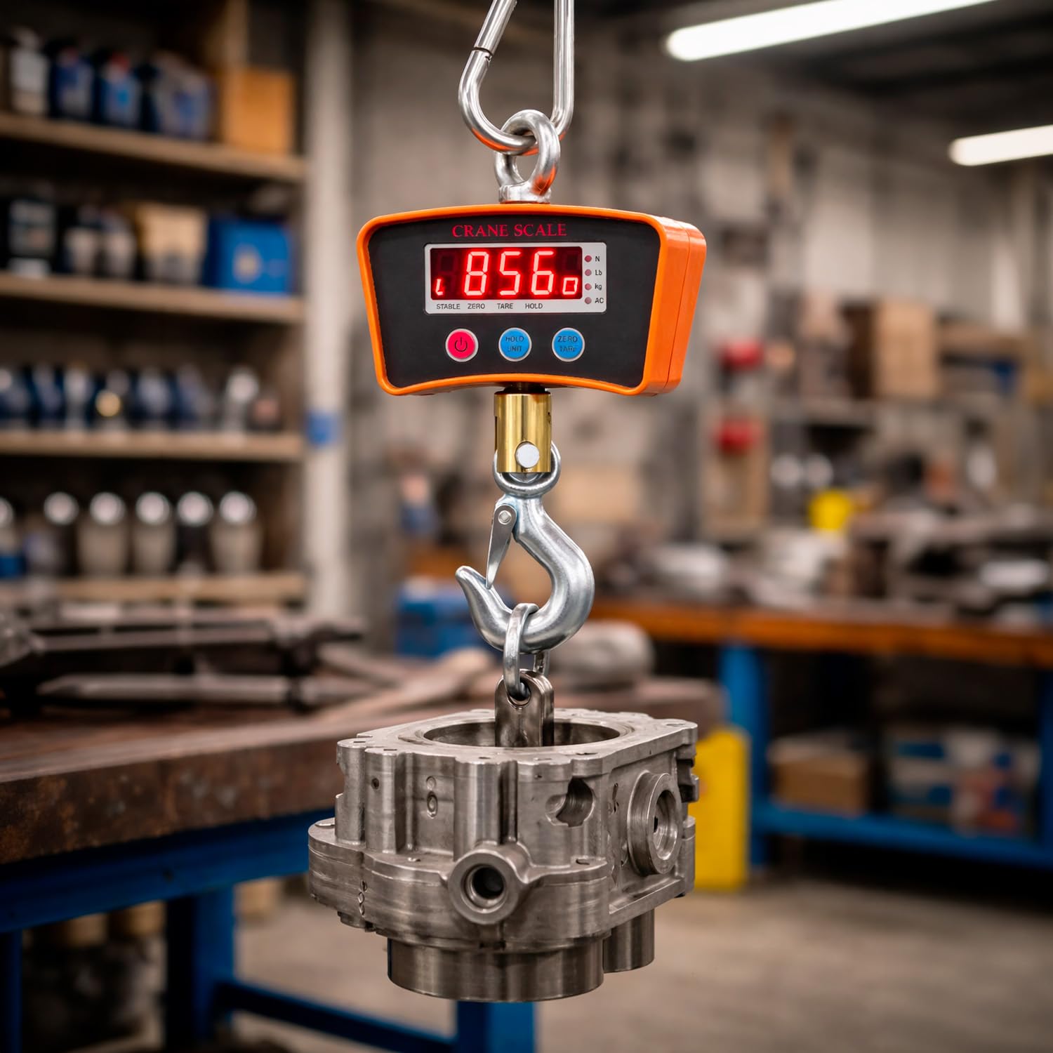 Bilancia Dinamometro da Gru 1000 kg Laredo Con Gancio Industriale In Acciaio Inox Digitale LED a Sospensione Bilancia Industriale Professionale per Magazzino Officina e Logistica