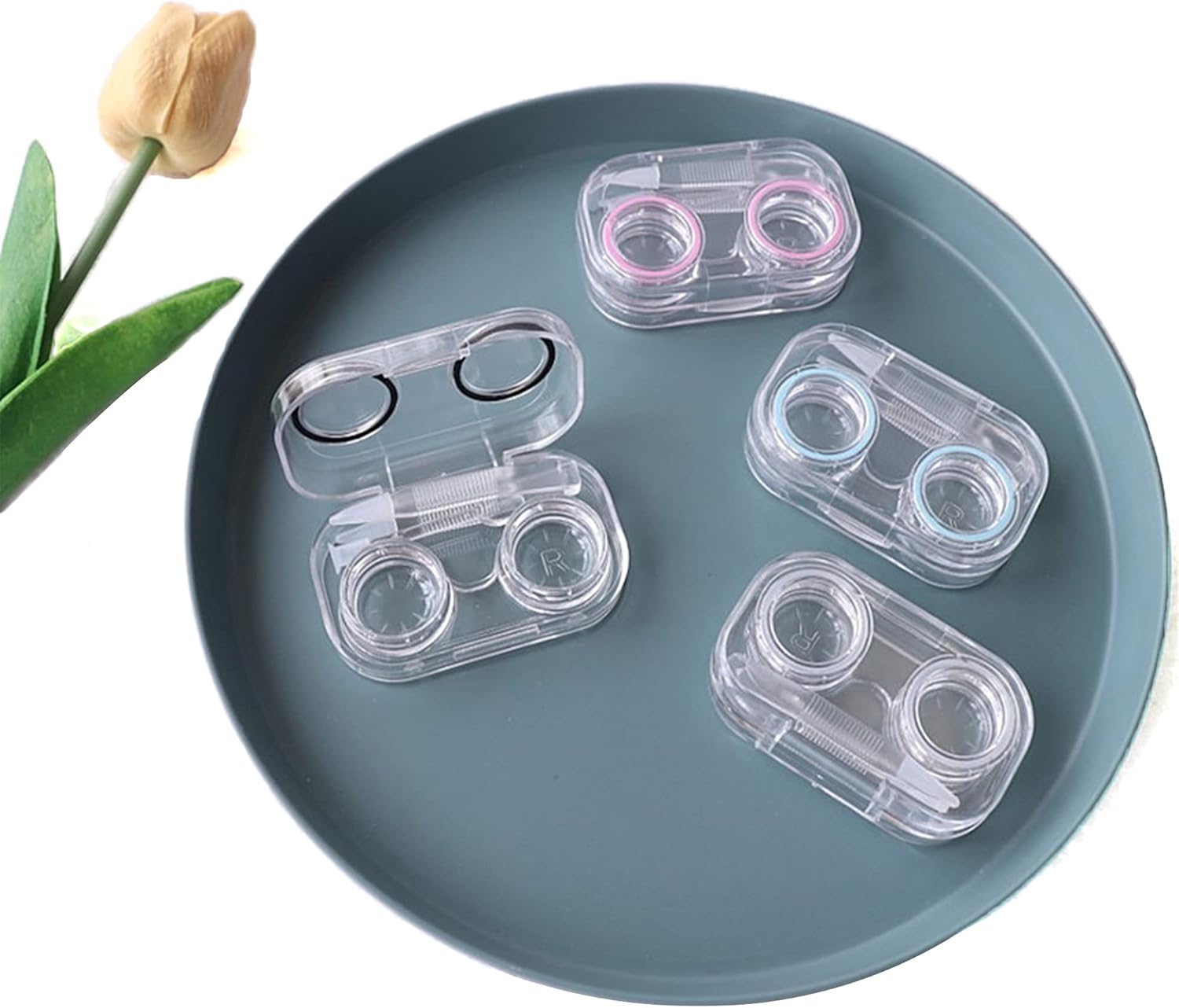 4 PCS Contact Lens Cases, Colorful Contact Lens Container Holder, Outdoor Portable Mini Contact Lens Soak Storage Kit for Travel & Home : Health & Household