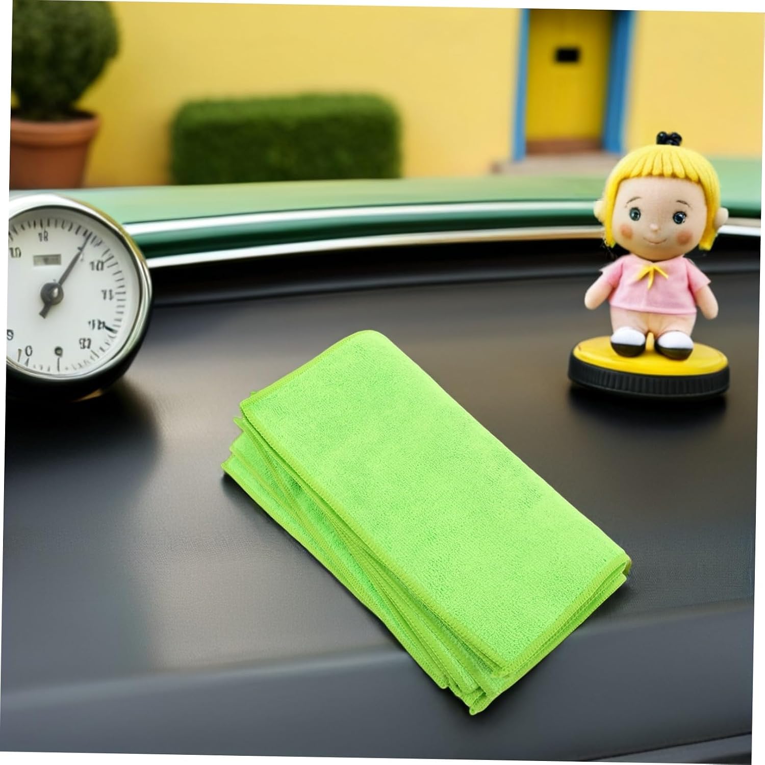 10pcs Green 30x30cm Microfiber Car Detailing Cloths Reusable Automotive Polishing Towels for Interior and Exterior Auto Wash Cleaning