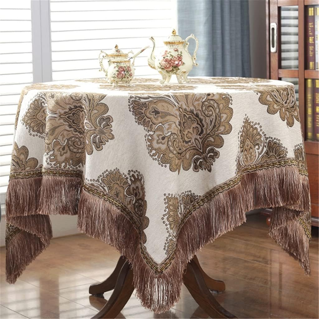 Thickened Table Cloth Chenille Nordic Cloth Round Table Cloth Multi-Purpose Cover Towel(E,230cm in Diameter)
