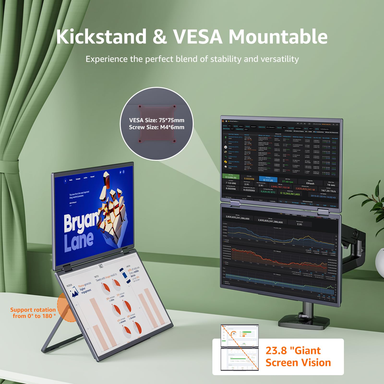 Amazon.com: cocopar Portable Monitor Dual 15.6 Inch 1080P Travel