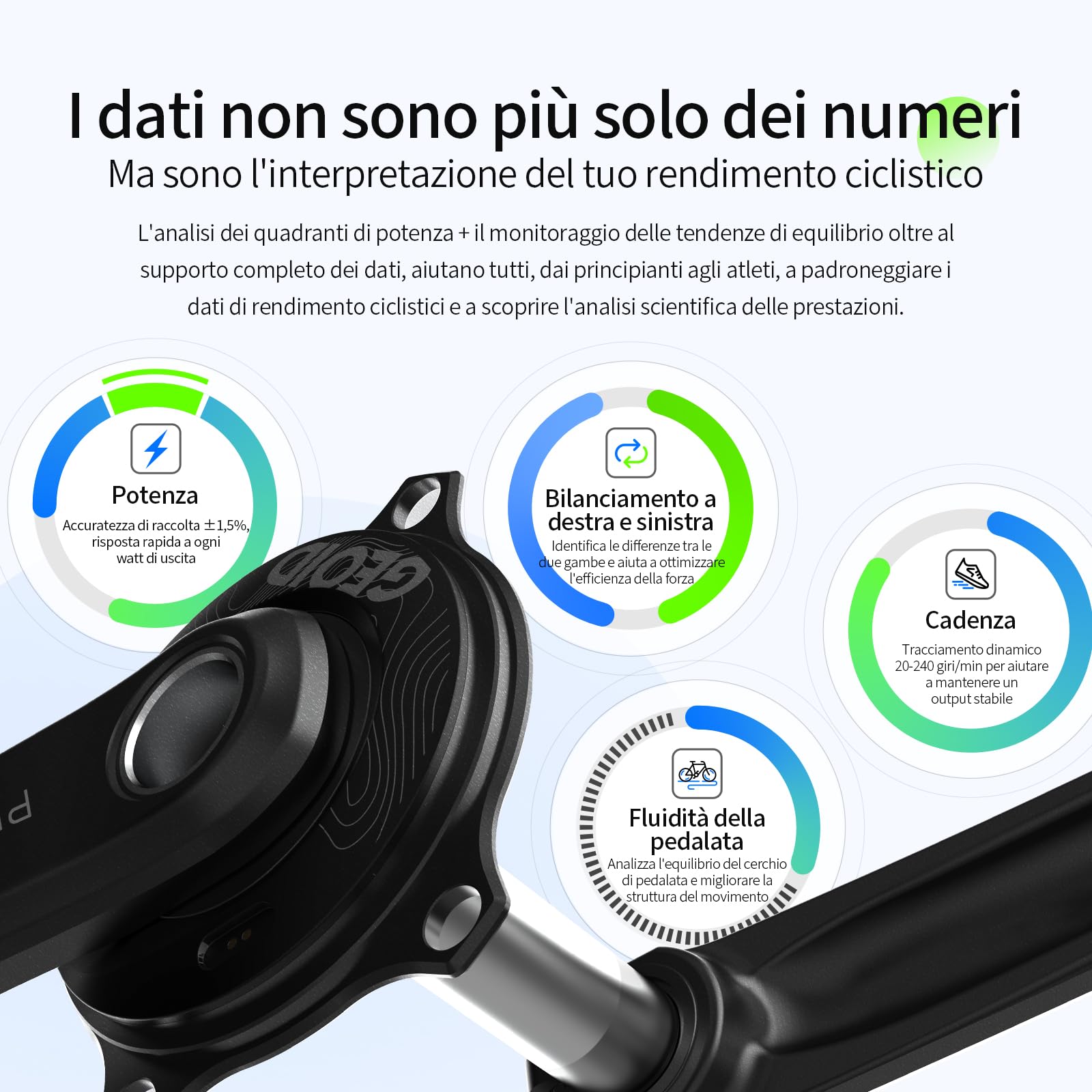 GEOID PM500 Misuratore di Potenza per Bici da Strada - Crankset Guarnitura Leggera 680g con Precisione ±1.5%, Batteria 300 Ore, 110 BCD, Bluetooth/Ant+, IPX7 Impermeabile