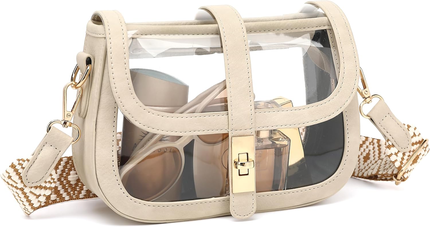 LOXOMU Clear Bag for Stadium Events, Cute Clear Crossbody Bag Stadium Approved, Small Clear Concert Purse for Women