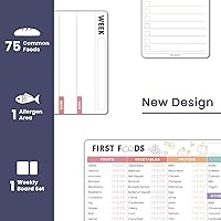 Vista 2 de Baby First Food Tracker Fridge Magnet, Dry Erase Baby Food Chart/Checklist Set - Daily Log Meal Planner for Refrigerator, 3 Markers + Eraser