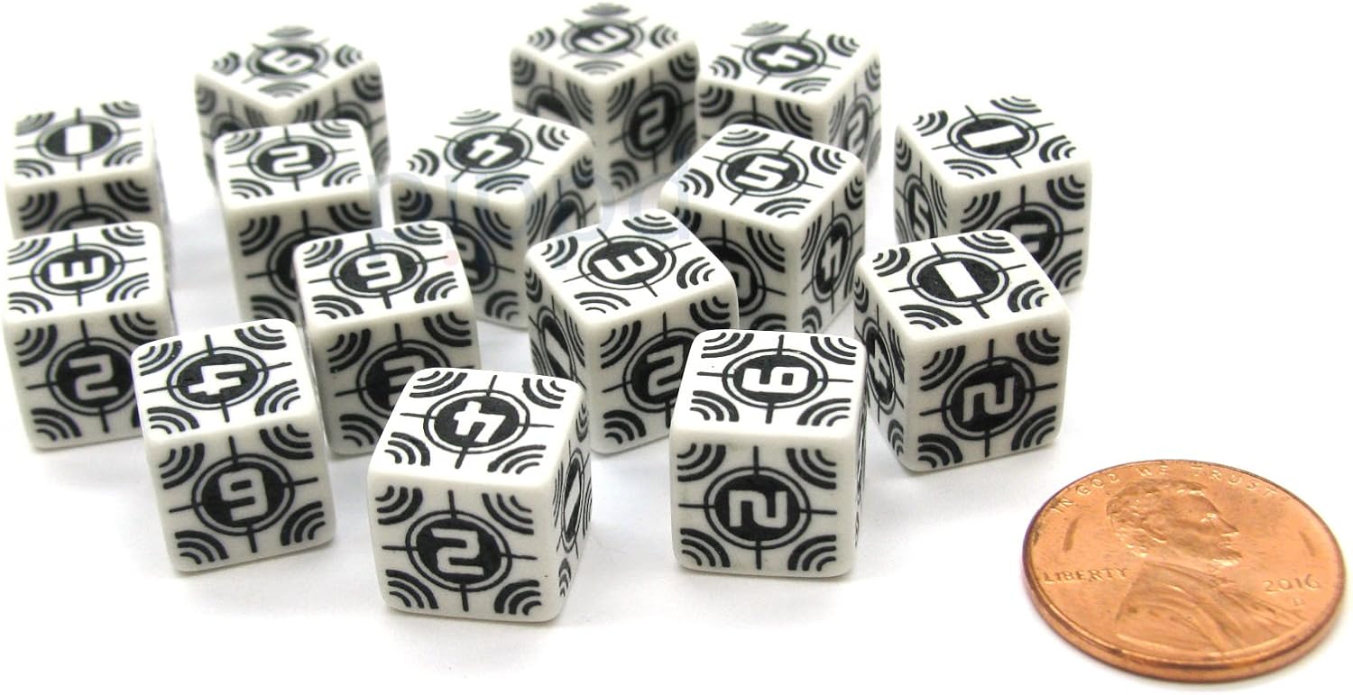 Q WORKSHOP: Five d6 Dice - Battle Dice - Sniper Set (White & Black)