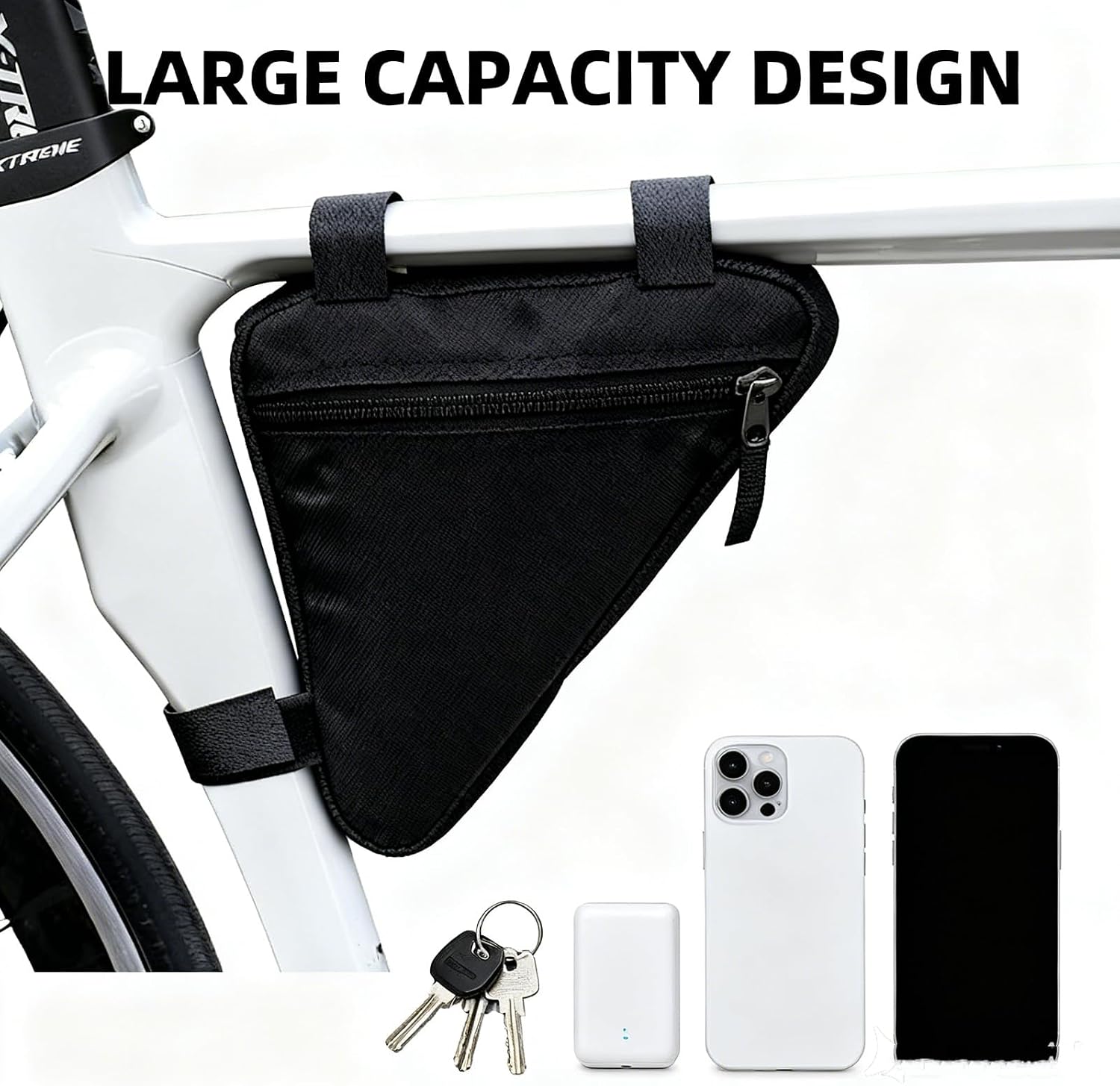 2 PCS Lightweight Bike Triangle Frame Storage Bags: Waterproof Cycling Tool & Phone Pouches for Mountain Bikes, Road Bikes & Commuter Bicycles, Black