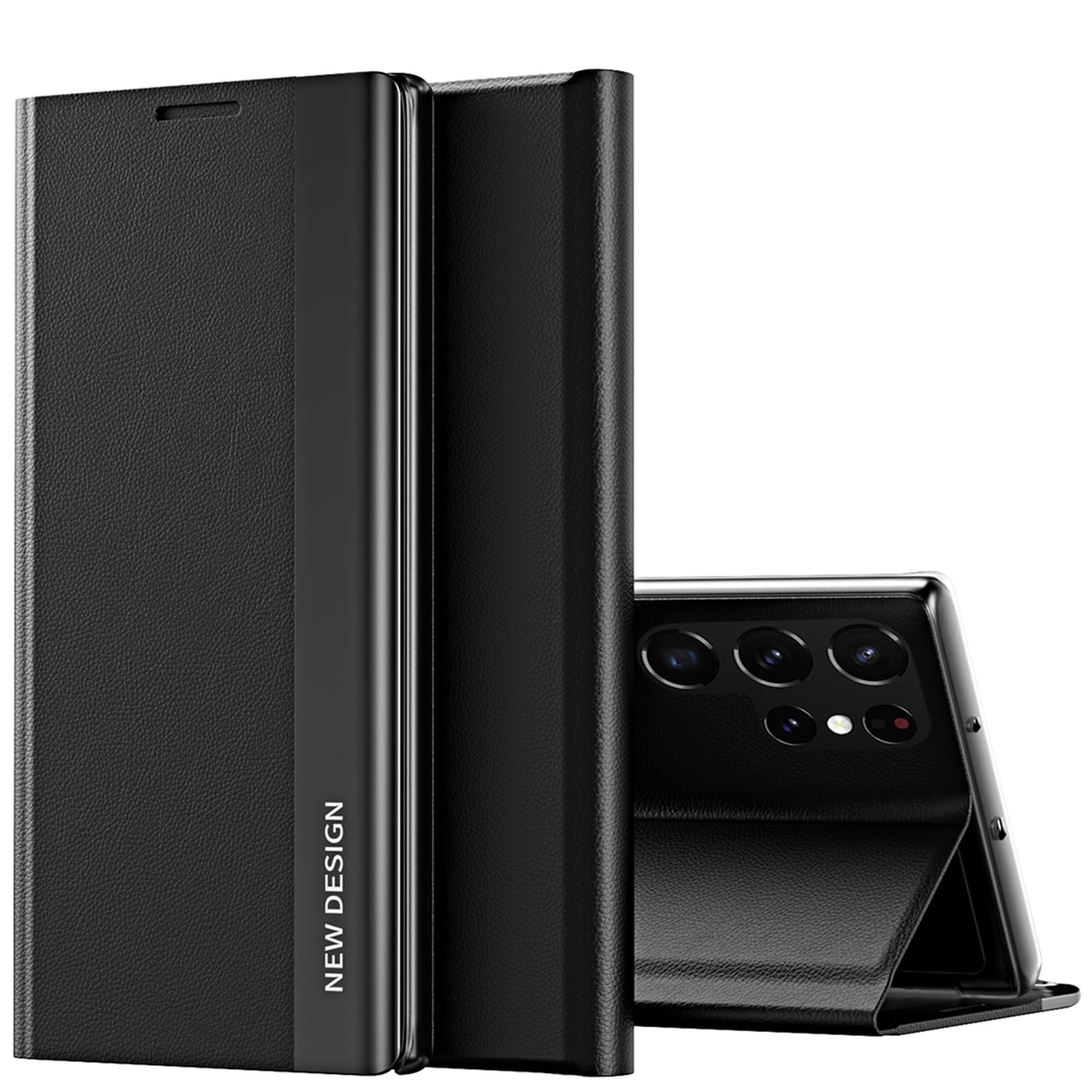 CCSmall for Samsung Galaxy S24 Ultra Case for Men (Not S24), Full Body Protective PU Leather Folio Flip Cover Business Thin Slim Phone Cases for