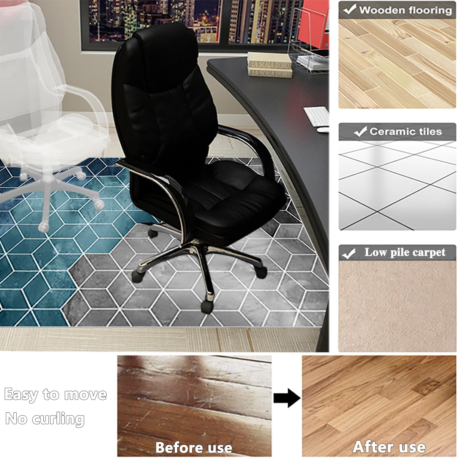 70 x 100 cm Protector Suelo Silla Ruedas Alfombra Silla Gaming Alfombra Oficina para Silla con Ruedas Antideslizante Alfombra Silla Escritorio Alfombra Protectora Suelo Silla Alfombra Gamer