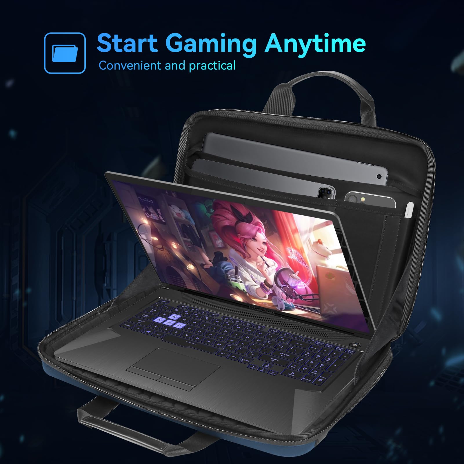 Smatree Custodia rigida per 16 pollice ASUS ROG Zephyrus G16 2025 GU605/G16 2026 GU606/Duo 2026 GX651, per ROG Strix SCAR 15 2022 G533/Strix G15 2022 G513, Blu(A800)