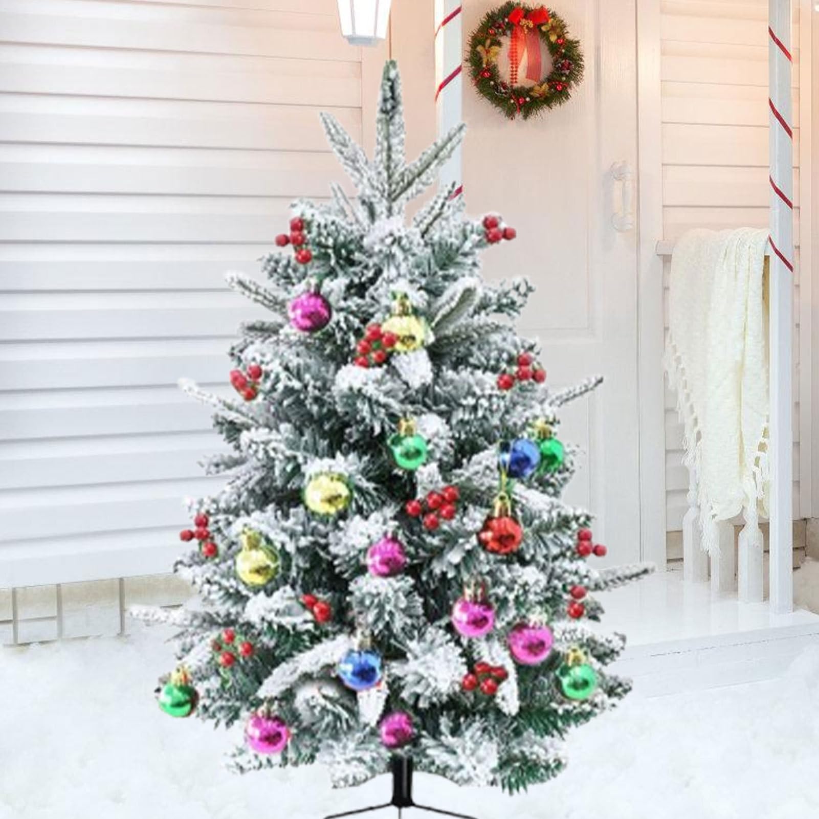 Árbol de Navidad Artificial Relleno Decorativo 75 cm | Árbol Navideño con Luces Incorporadas Para Exterior Jardín Porche Eventos Apartamentos y Decoración del Hogar
