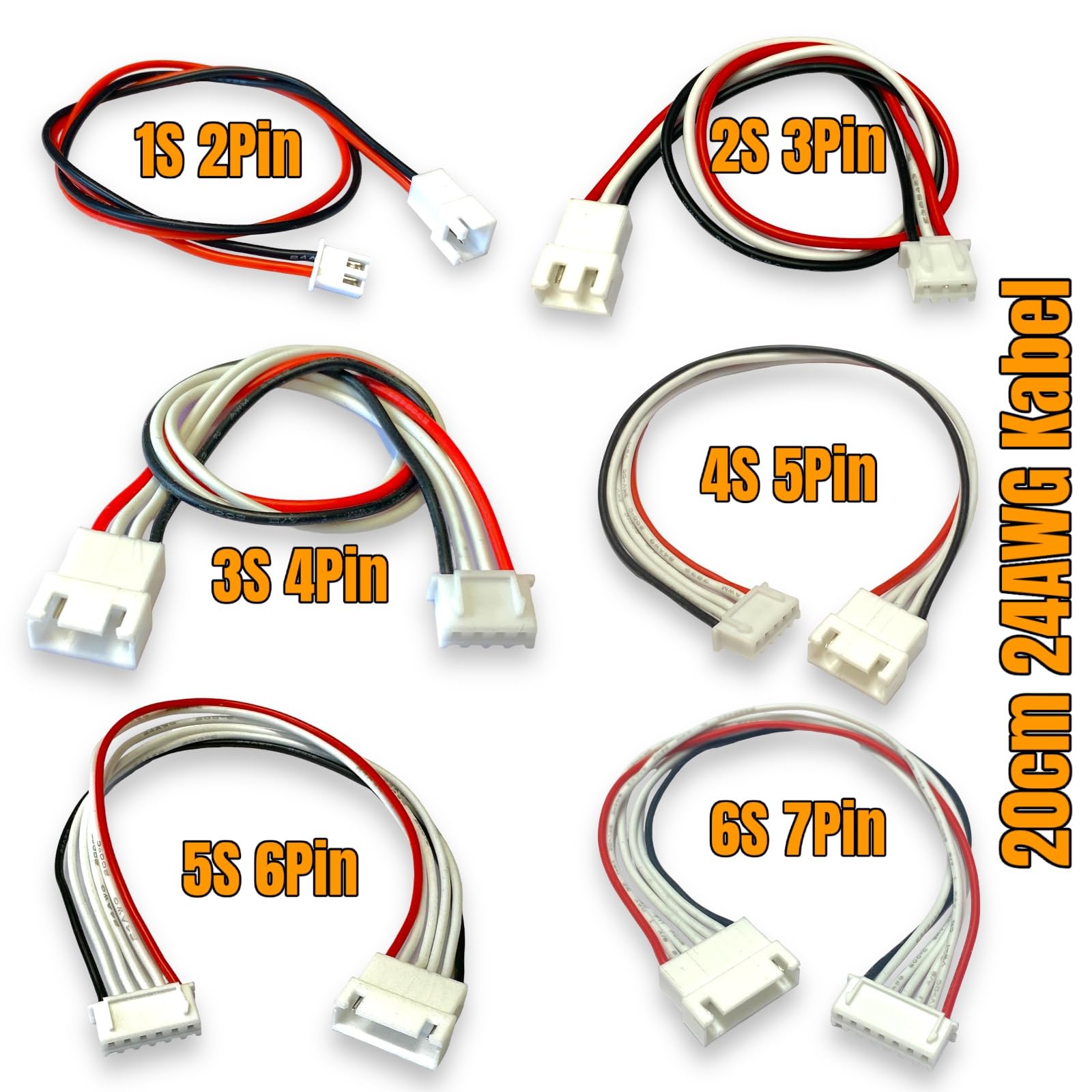 VUNIVERSUM Lot de 2 câbles d'équilibrage JST-XH Premium 3S 4 broches 20 cm - Câble de charge XH mâle vers femelle - 24 AWG - Pour batterie Lipo de Mr