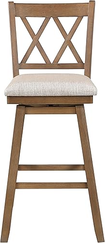 Miniatura 70 de Home Brookline - Taburete giratorio de bar con mecanismo giratorio de 360°, taburetes rústicos de granja para encimera de cocina con cojín, altura