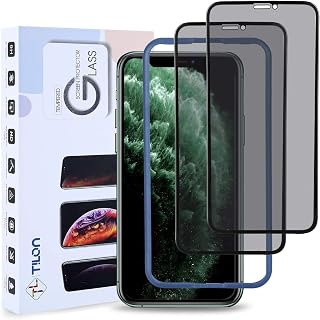 TILON (2 Pack Privacy Screen Protector Compatible for iPhone XS Max/11 Pro Max, Innovative Anti-Spy 3D Touch Full Cover 9H Tempered Glass Bubble-Free Installation with Free Frame-6.5inch