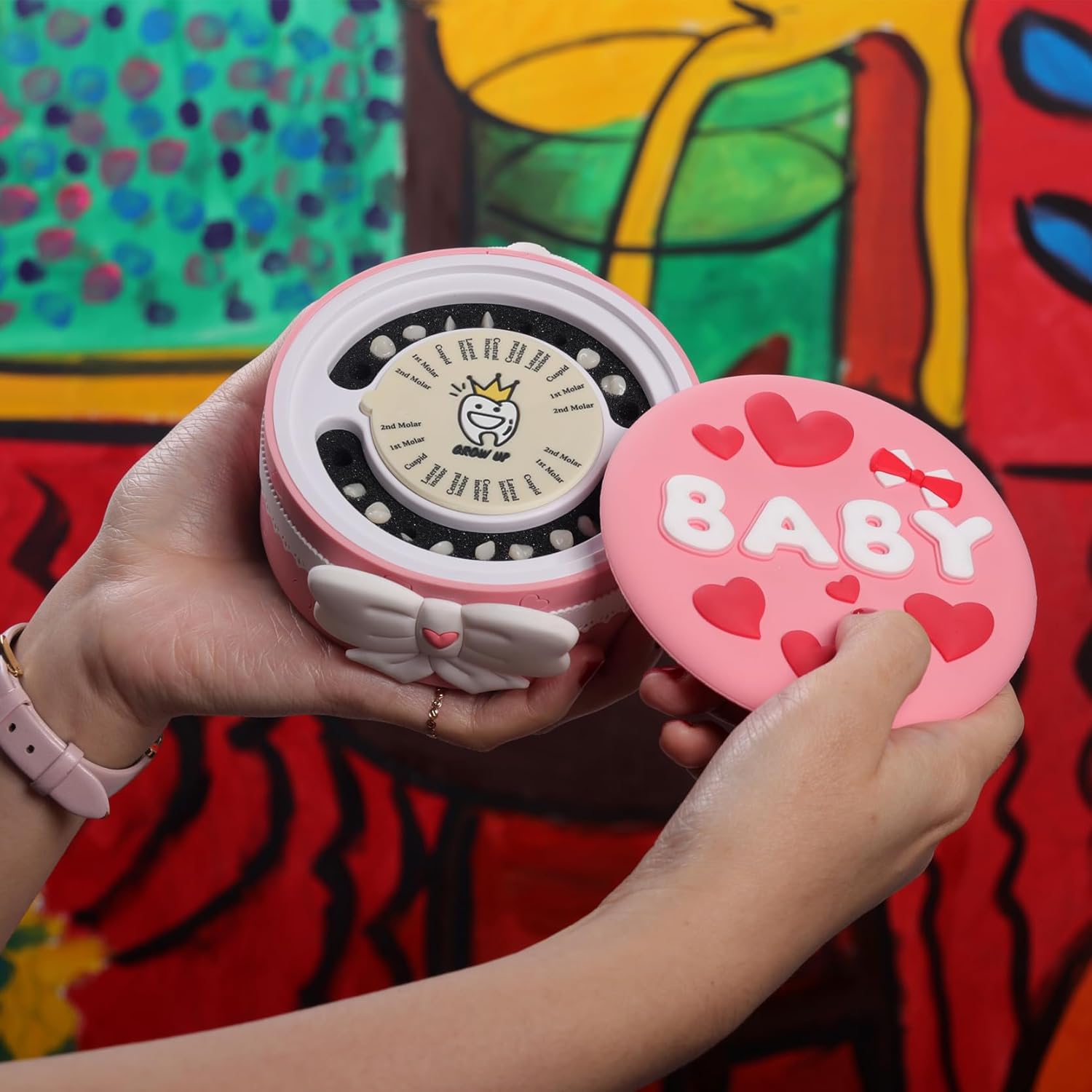 Baby Teeth Keepsake Box With Drying Function,Tooth Fairy Box for Girls Custom Carved Names,Fetal Hair Tooth Keepsake Box Baby,Unique Gift for Children Baby Tooth Box for Kid Tooth Fairy Box